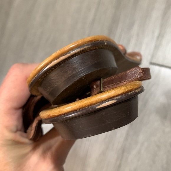 Chocolat Blu Flat Wrap Ankle Brown Leather Multicolor Floral Sandals size. 8.5 - Picture 10 of 11